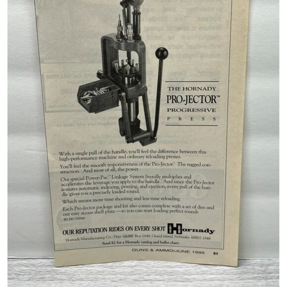 Hornady Pro-Jector Progressive Press Vintage Print Ad 1990s Reloading Machine - Picture 5 of 6